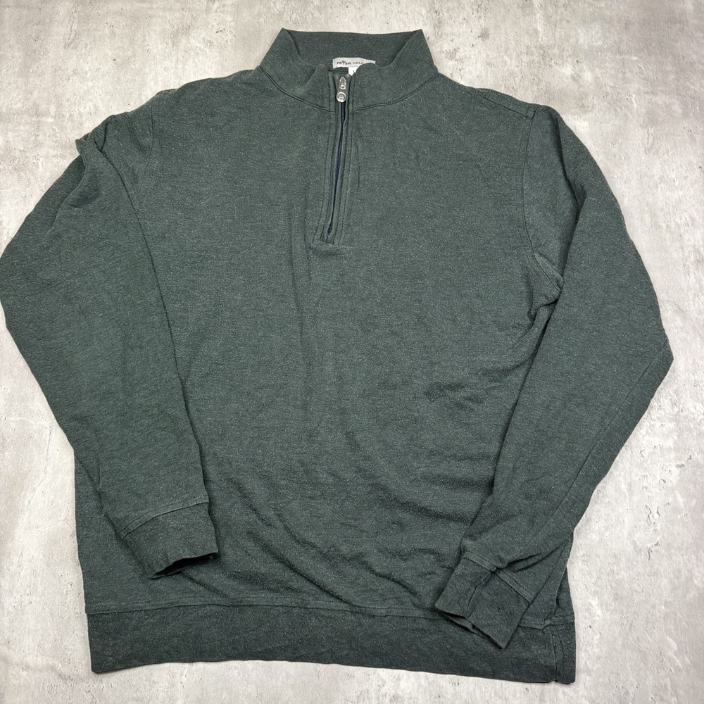 Peter Millar Men's Crown Comfort Interlock 1/4 Zip Pullover Sz L Green Sweater
